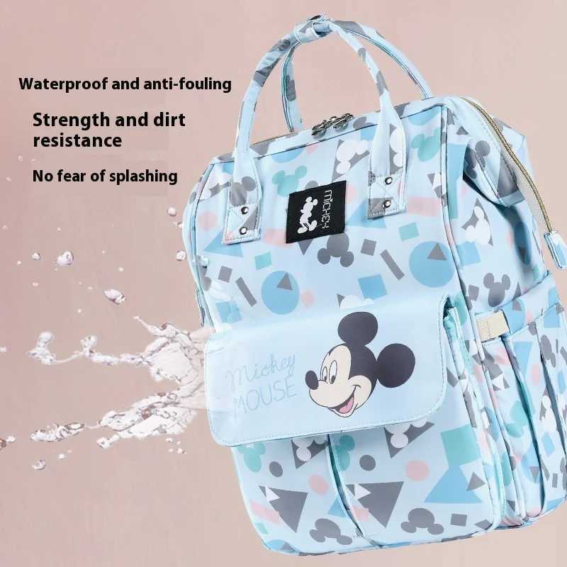 Disney Authentic Mom Bag Fashionable Multi functional Large Capacity Backpack Lightweight Waterproof Baby Cart Hanging BagXJ250412