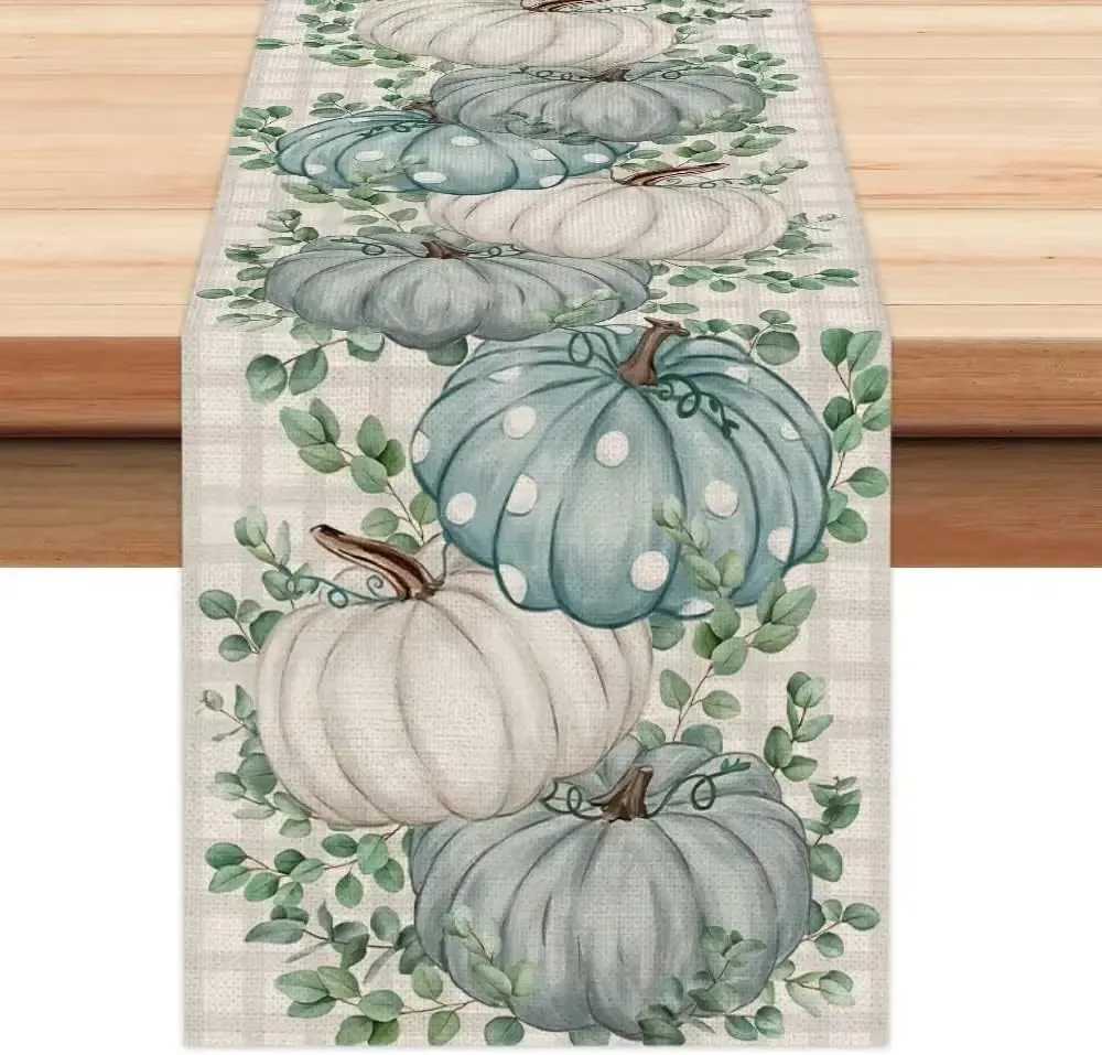 Christmas Retro pumpkin tablecloth table flag faux linen family gatherings and autumn parties Thanksgiving and Christmas dining tables Y251113