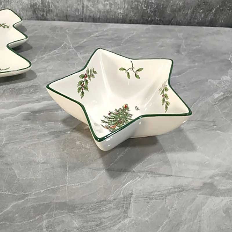 Christmas Christmas Tree Plate Star Bowl Fruit Snack Tray Home Decoration Accessories Dinner Cake Sales Restaurant Supplies noel vaisselle Y251113