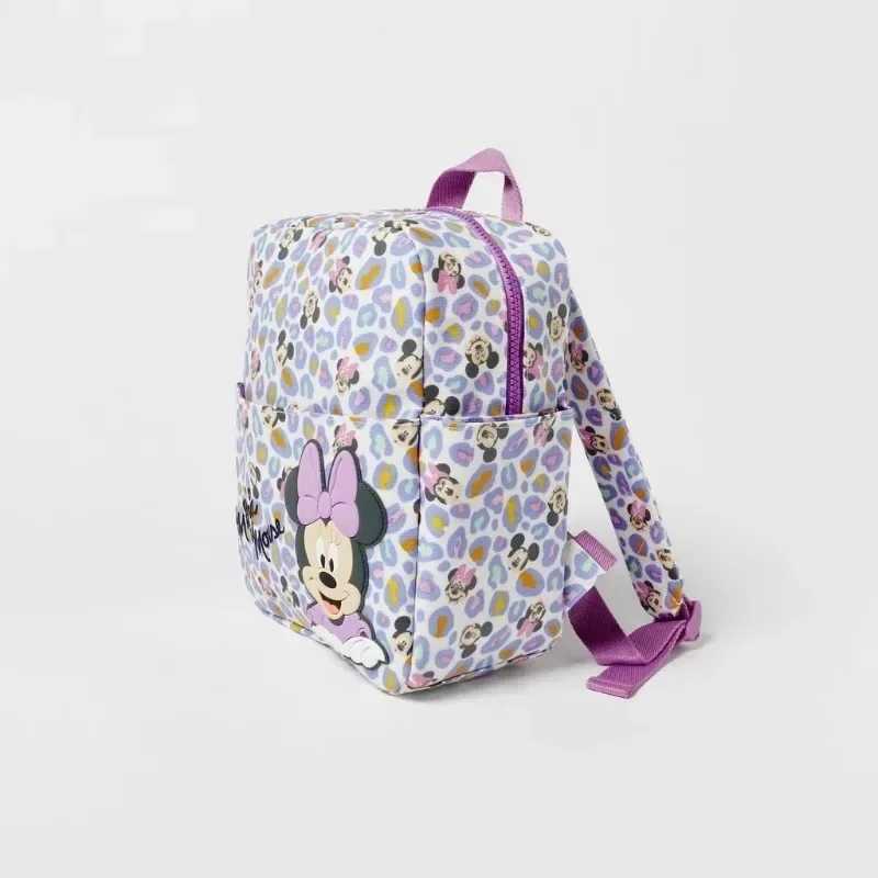 Disney Cute Mickey and Minnie Childrens Backpack Girl Cartoon Printing Large Capacity Book Storage Kindergarten Baby BackpackXJ250412