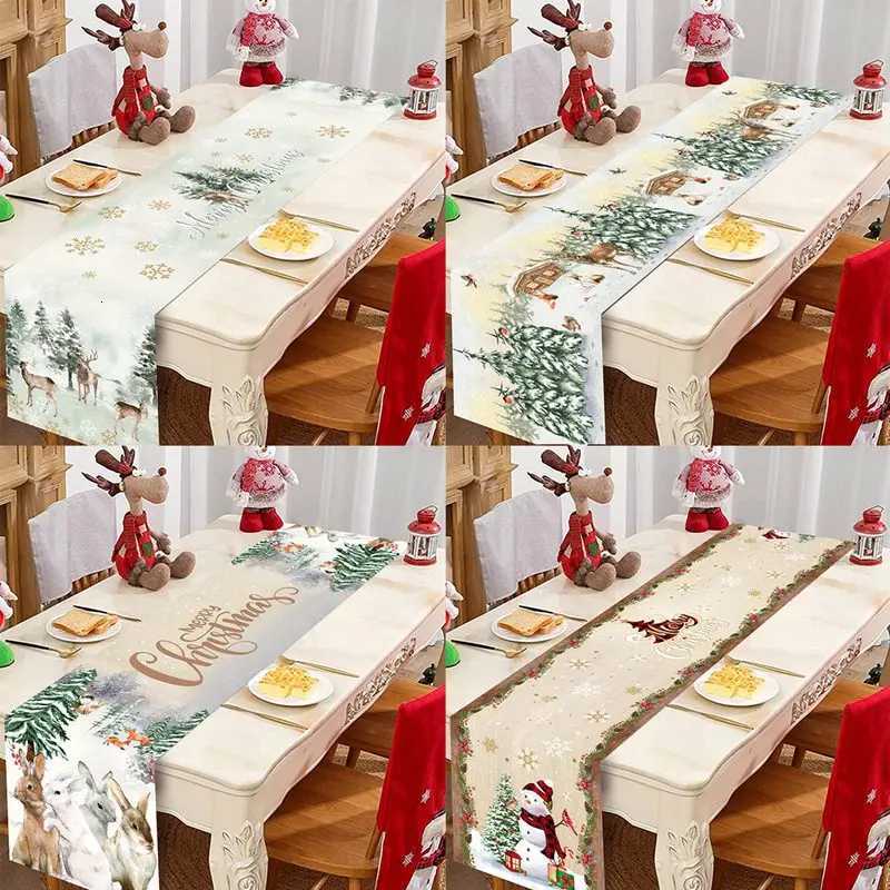Christmas Christmas Table Runner Merry Christmas Decorations For Home 2024 Cristmas Table Flag Cover Navidad Noel Gift New year Tablecloth Y251113