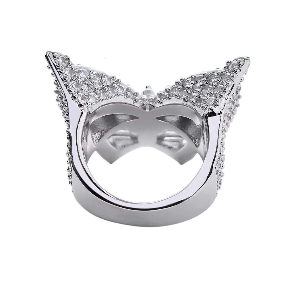 New Micro-Set Baguette Cubic Zirconia Hip Hop Rings Exaggerated Street Style Butterfly Hiphop Ring for Men Women for Parties