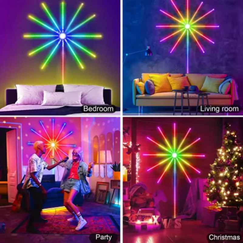 NEW 2025 Firework Light LED Strip Bluetooth Smart APP Control Neon Strip USB 5V Smart Lamp Sync Music Christmas Party Decoration W251112