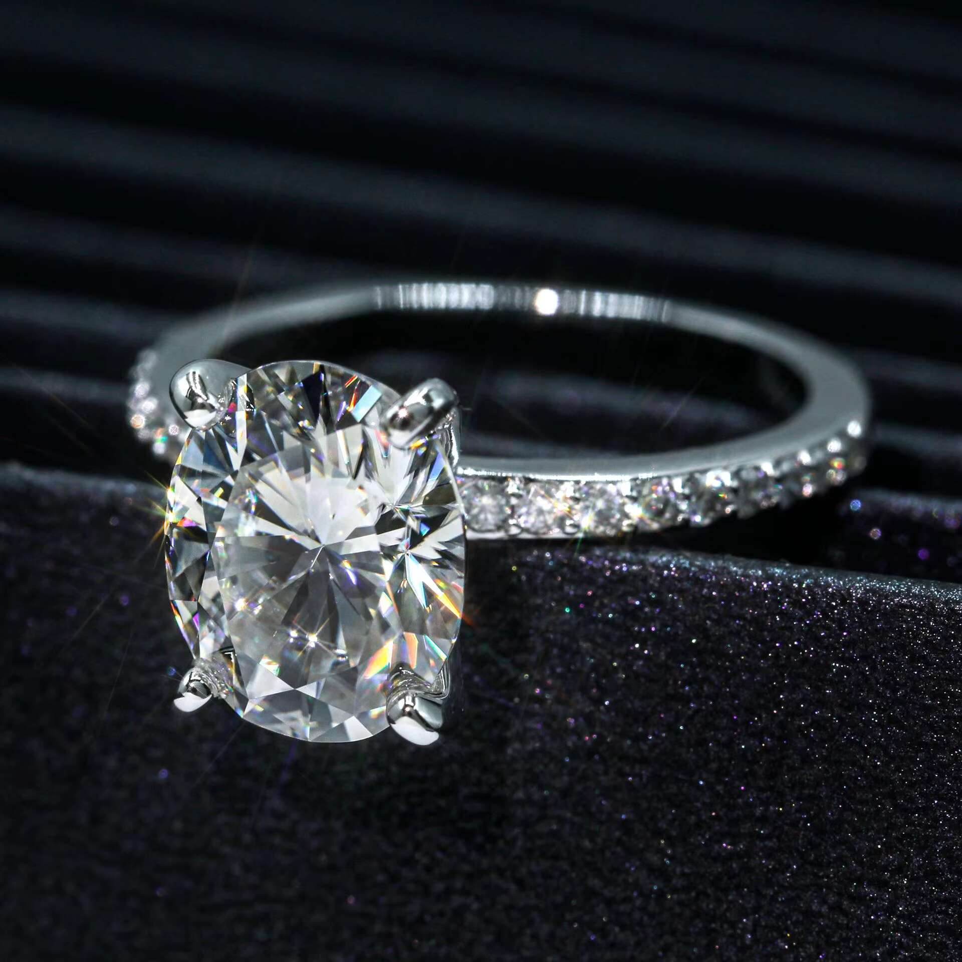 Fine Jewelry Rings 925 Sterling Silver 5 Ct Vvs Diamond Engagement Moissanite Rings for Women