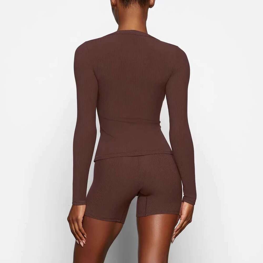Women's Wear Kim Thread Open Small U-Neck Commuter Base Shirt Long Sleeve T-Shirt Top Woman
