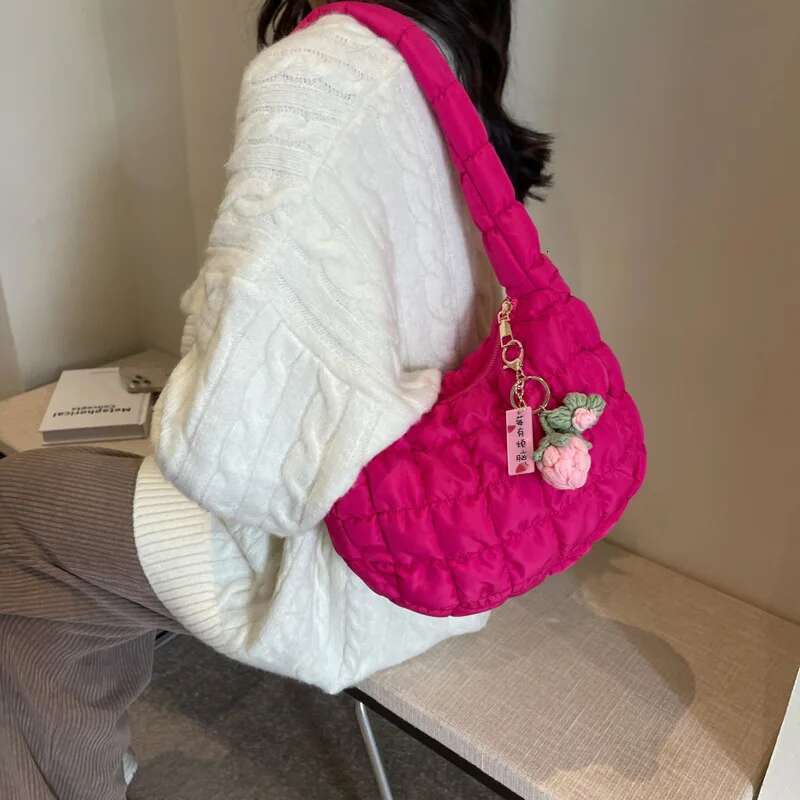 Women's Korean Version Sweet Girly Style Shoulder Casual Bubble Dumpg Fold Cloud Bag Fashion Exquisite