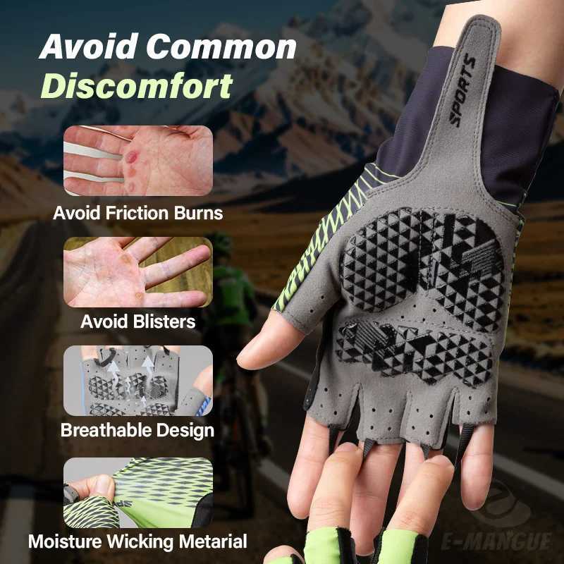 Cycling Half Finger Gloves Spring Summer Non-Slip Breathable Ice Silk Wrist Support 5MM Gel Padded Cycling Gloves for Men WomenC250412
