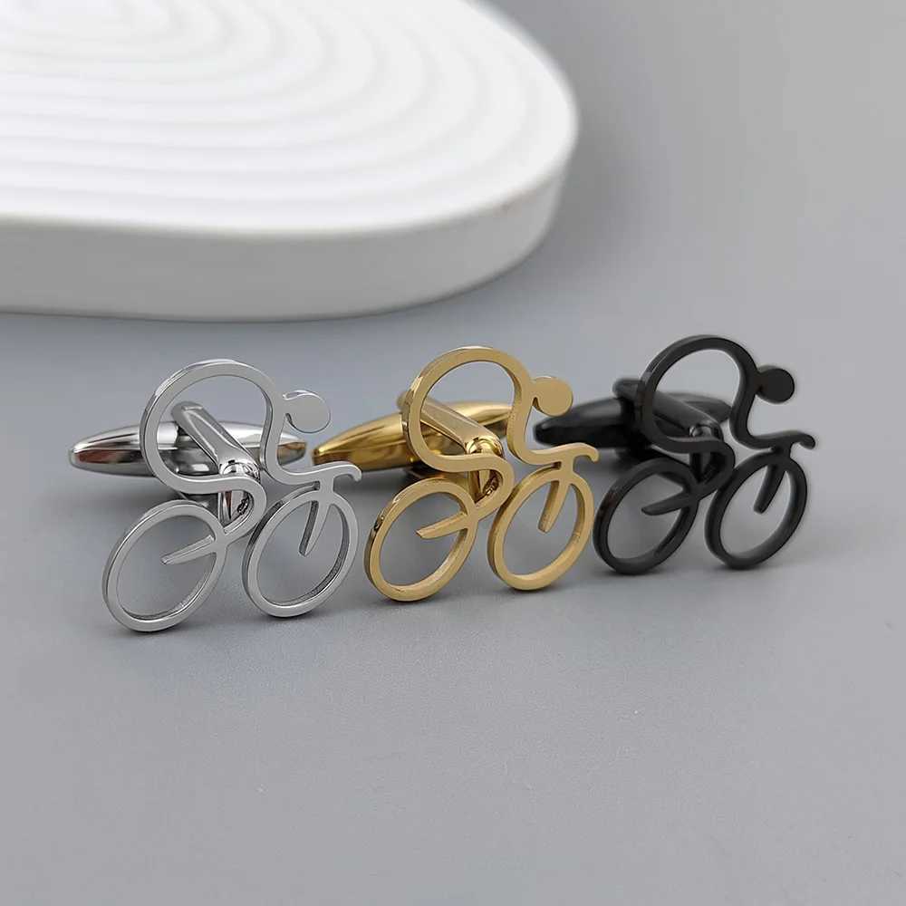 Silver fun bicycle racing hollow gold-plated cufflinks black French shirt cuff accessories matched with mens clothingT250412