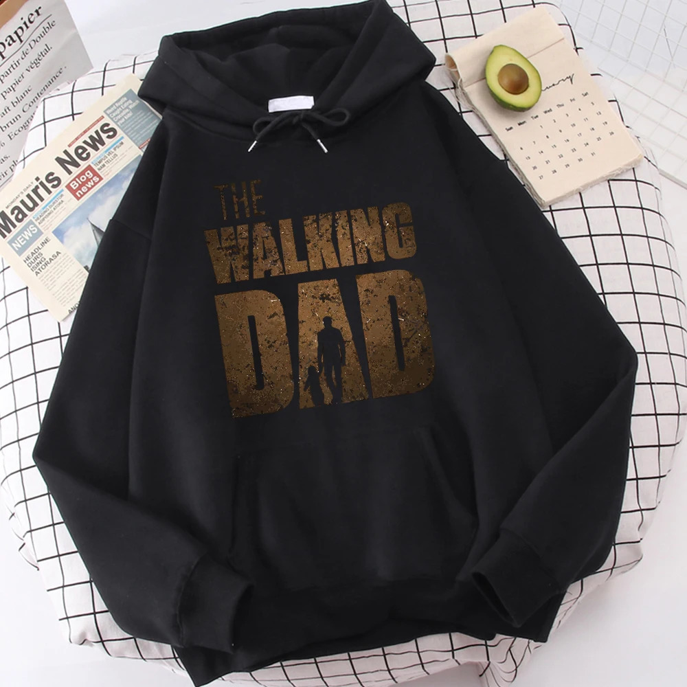 Walking Dad Printed Mens Hoodie Street Wool Hipster Crewneck Autumn Sweatshirt Hip Hop Large Clothing Unisex 250407