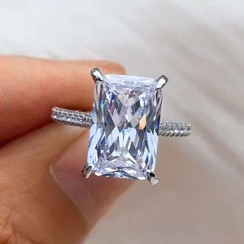 Hailer Hot Sale Diamond Moissanite Silver Ring Radiant Moissanite Ring