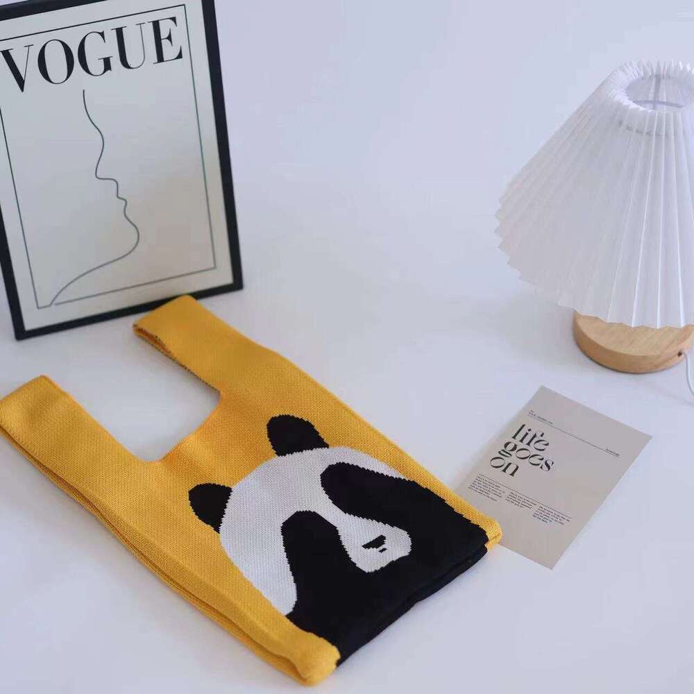 designer bag Knitted for women, versatile wrist tote polyester woven bag, panda bag