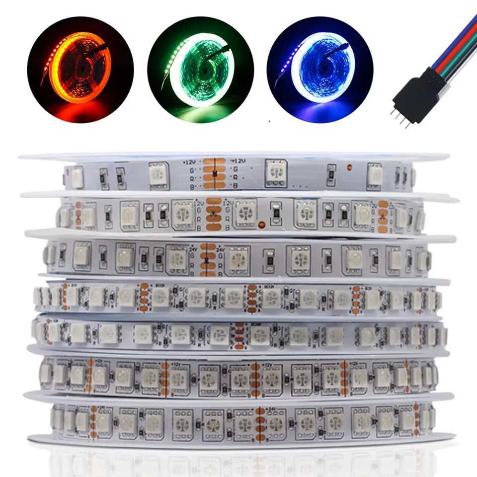 LED Strip 5050 DC 12V RGB Waterproof Flexible Neon Light Stripe 30LED/MLed 60LED/MLed PWM For Room Bedroom Decor TV Backlights W251112