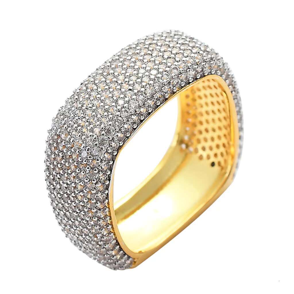 European and American Hip Hop Mens Ring with Zircon Square Trendy Brand Hiphop Ring Made of Brass Cross-Border from for