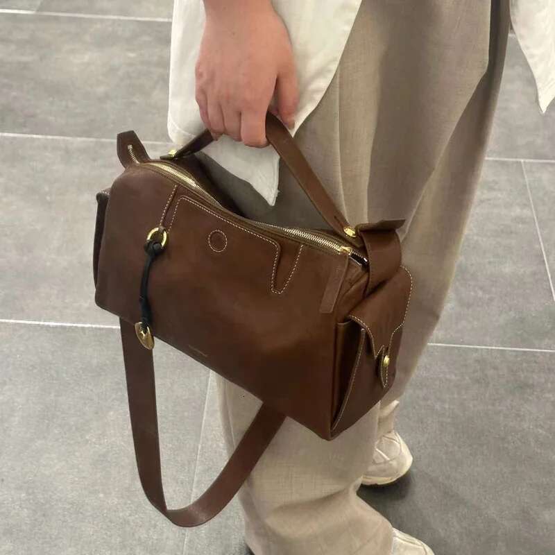 2024 New Original Brand Design Crossbody Genuine Leather Women Shoulder Bags Solid Color Handbag Unisex Camera Bag
