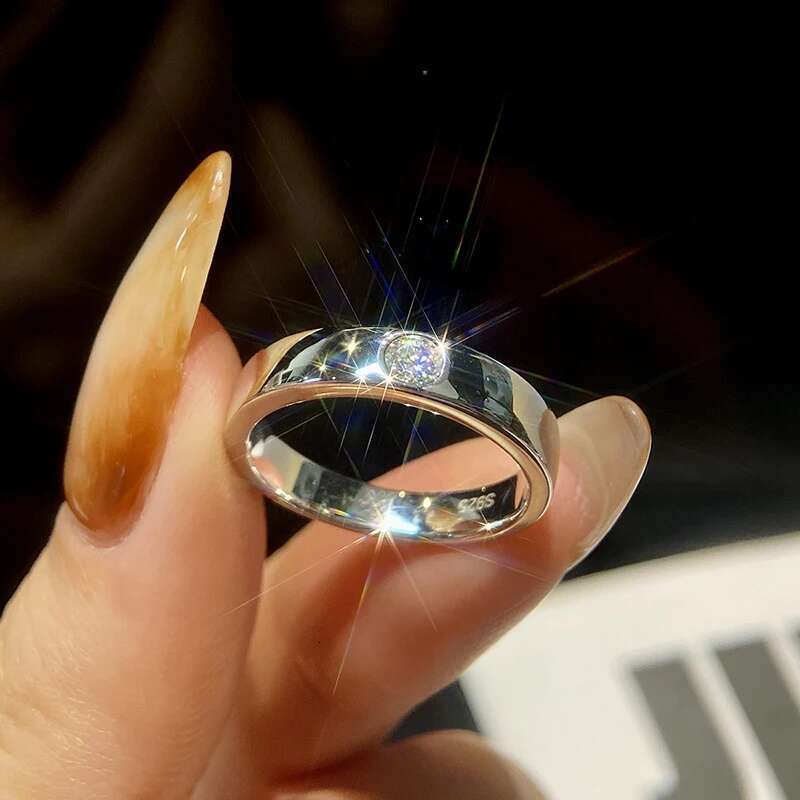 GRA Simple Certified Pure Moissanite Diamond Engagement Rings For Men Gift Real 925 Sterling Silver Top Quality Fine Jewelry