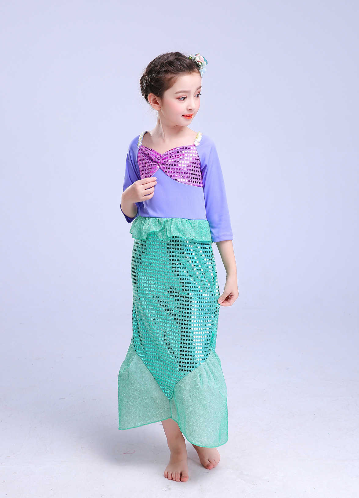 Girl's Dresses Girl mermaid princess skirt girl Sequin skirt long sleeved fishtail skirt Y25030768MC