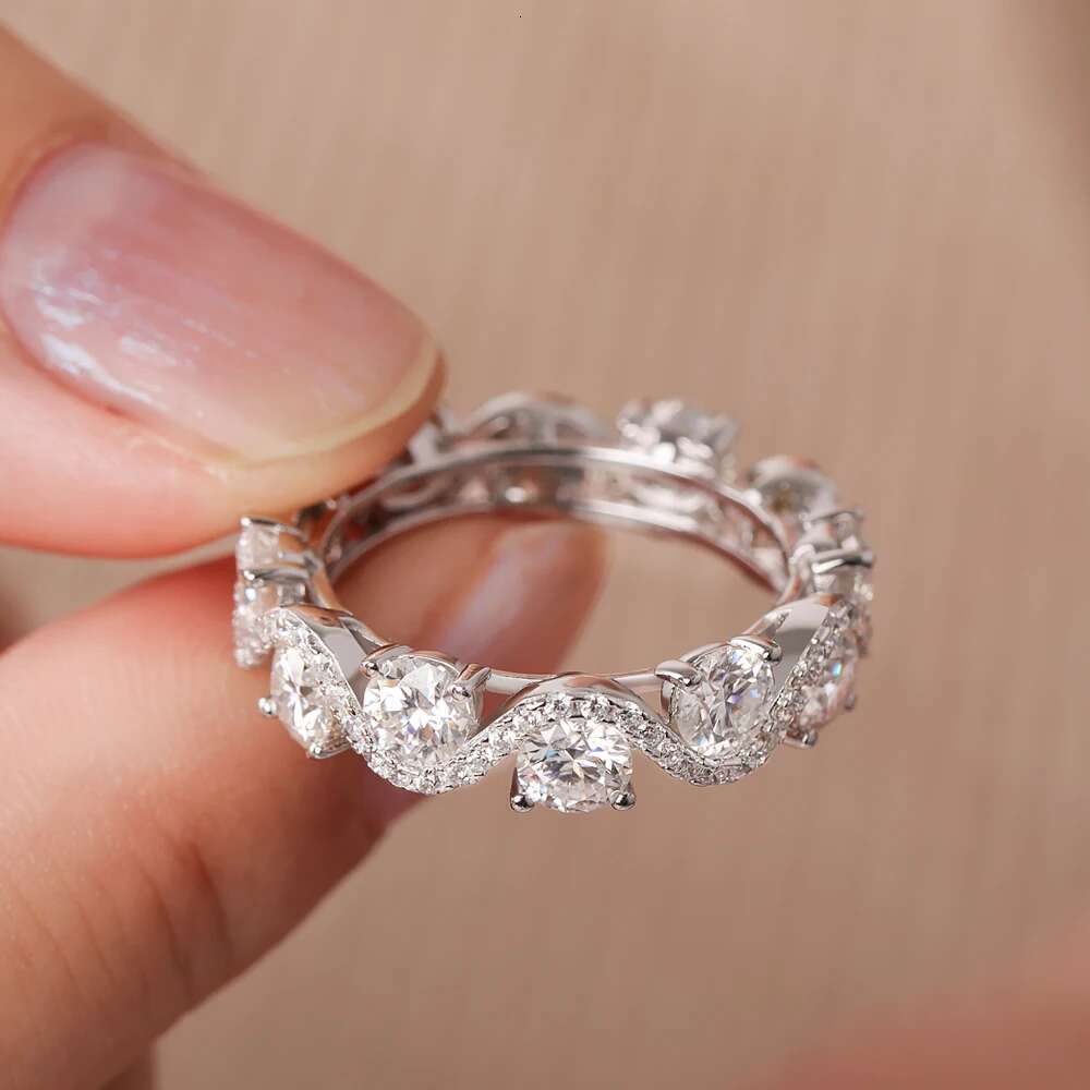 4mm Moissanite Stackable Engagement Ring for Women 925 Sterling Silver Plated 18K White Gold Wedding Band Fine Jewelry with GRA