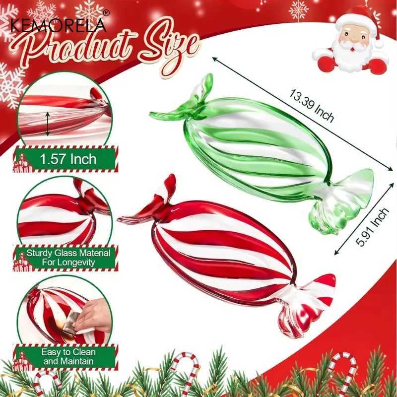Christmas 1PCS Christmas Candy Plate Peppermint Candy Tray Glass Platter Candy Bowls Crystal Glass Fruit Plates for Serving Cake Cookie Y251113