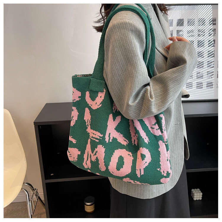 2025New INS Knitted Fashion Shoulder Handbag High Capacity Tote Bag