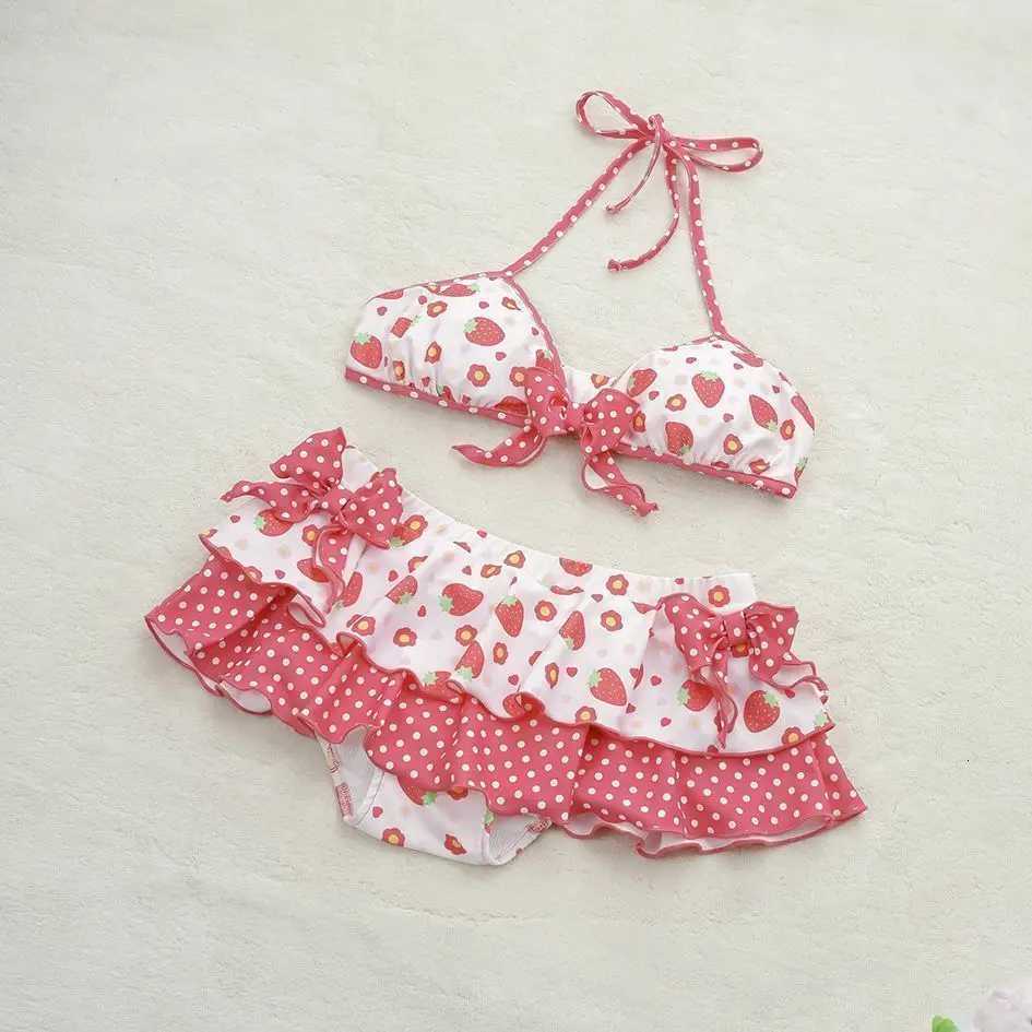 Y2k Summer Cute Pink Sweet Patchwork Sets Cute Bow Design Sexy Lace-up Style Bikini Swimsuit Beach Vaction Clothes 2025 NewW251113