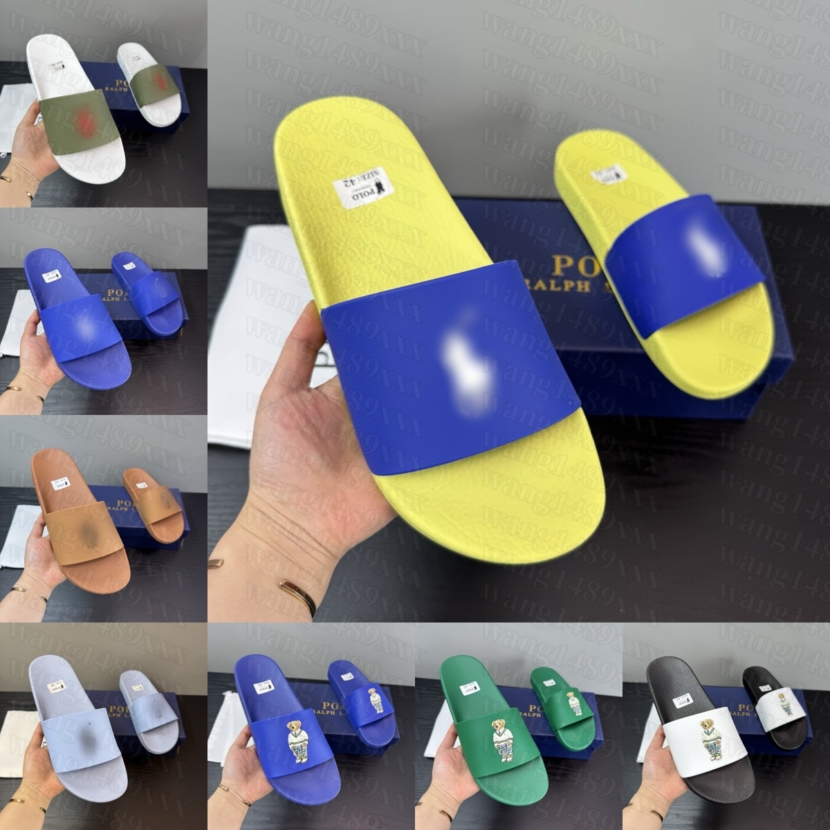 2025 TOP Polo slipper Designer polos sandal Summer sliders Womens man sandale Loafer Mule Flat slide Rubber sole leather Beach Casual outdoor Sport walk Shoe ca