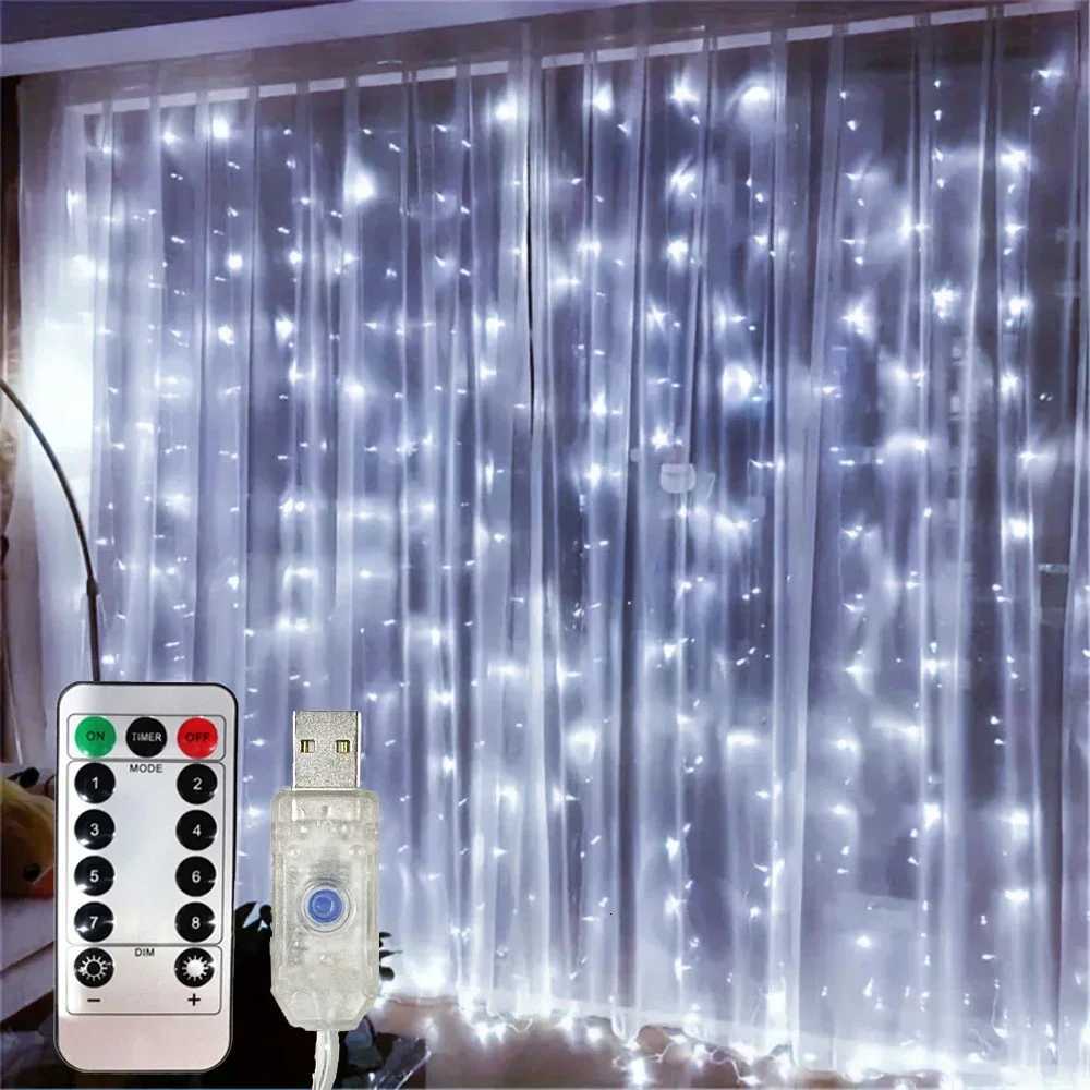 3/4/6M LED Curtain String Lights USB 8Modes with Remote Control Wedding Fairy Garland Lights for Bedroom Christmas Home Decor W251112