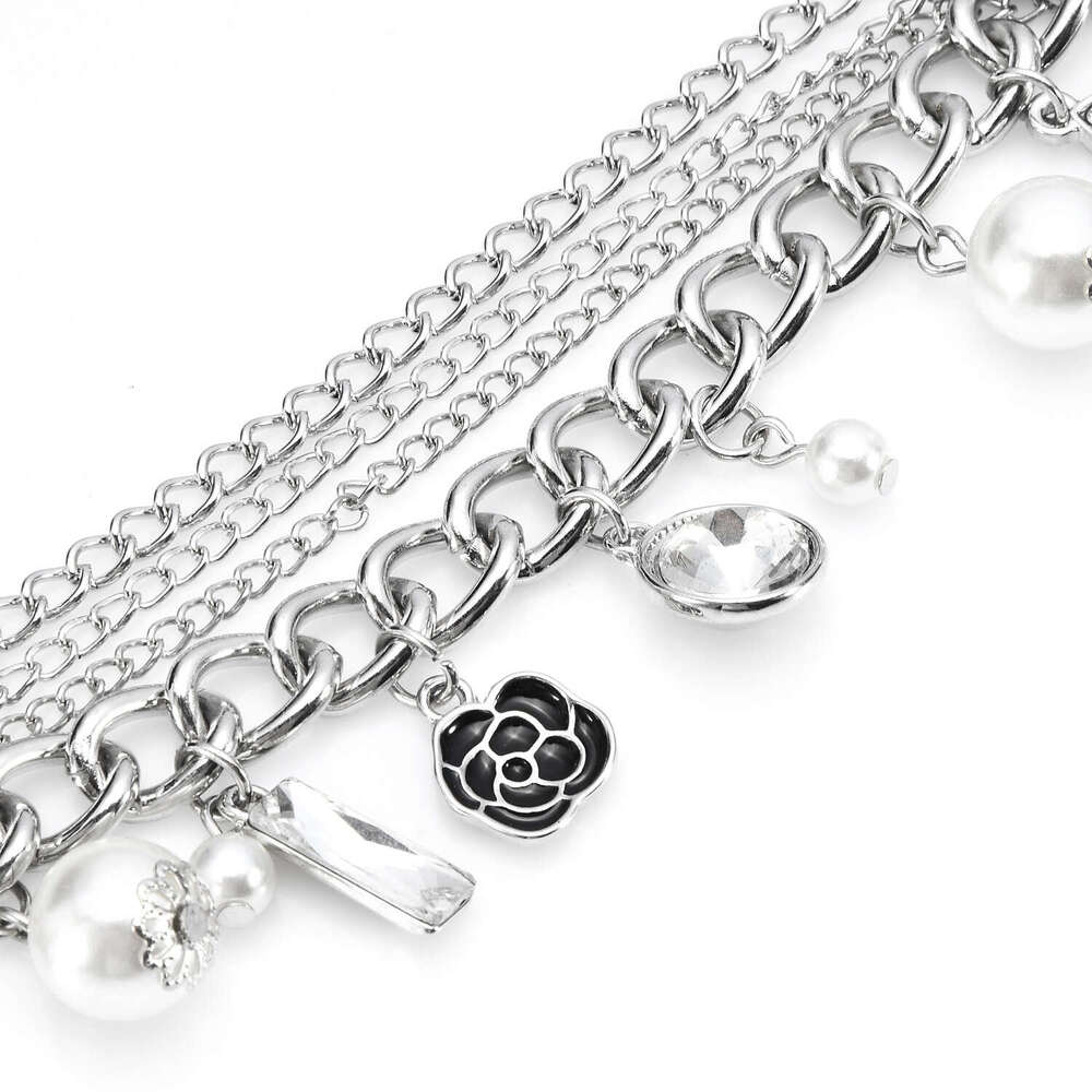 DHcollections Korean Style Multi-layer Small Flower Number 5 Metal Chain Bracelet Jewelry Handmade