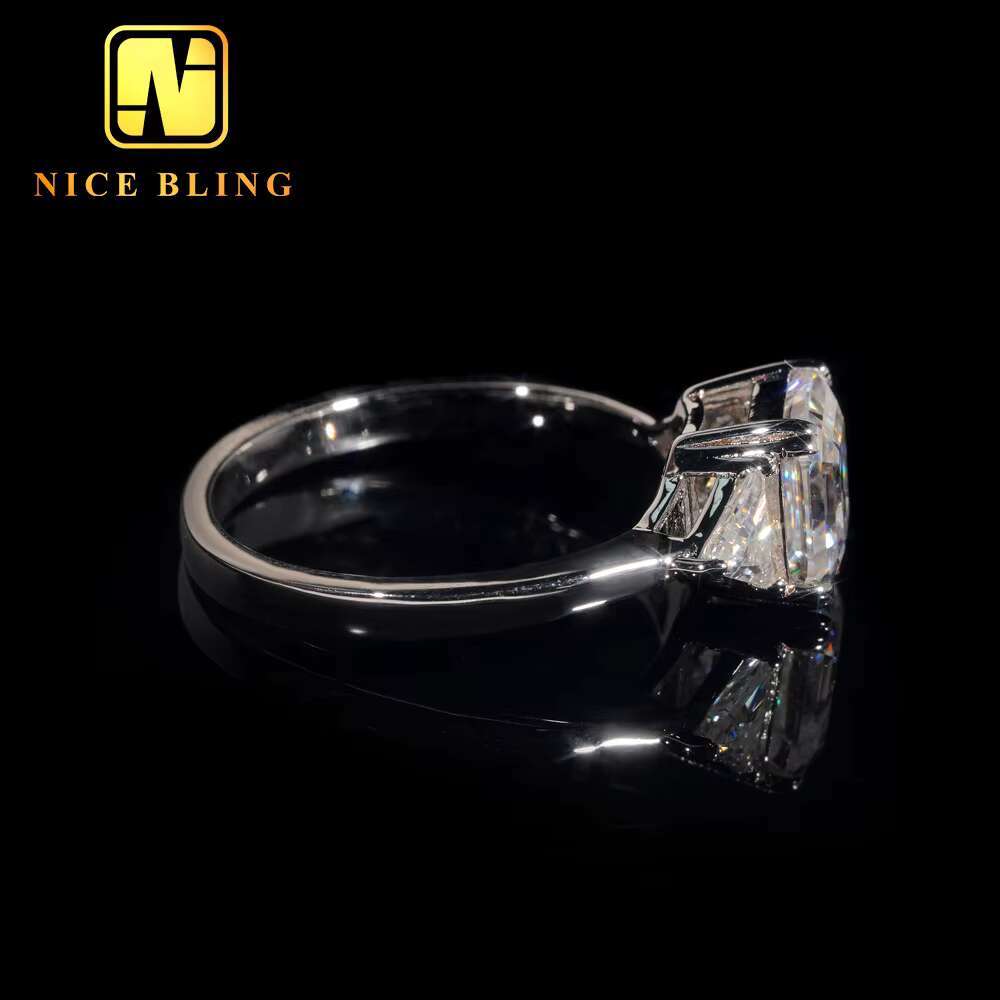 Big Stone 2 Cts Asscher Cut Eternity Moissanite Engagement Ring for Women Wedding Ring 925 Sterling Silver Trendy Fine Jewelry