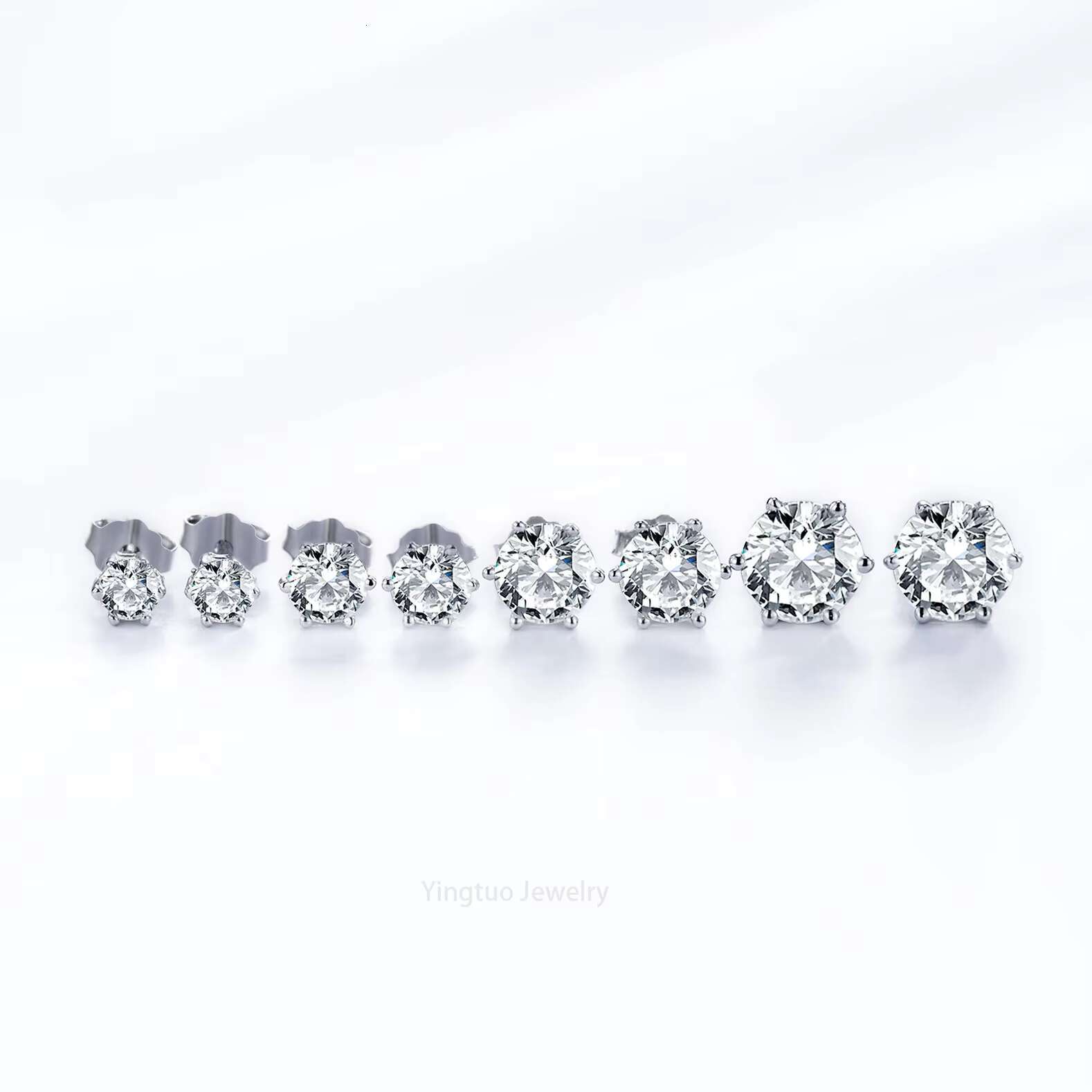Wholesale 3MM/4MM/5MM/6MM S925 Silver Six Claw Earrings 18K Gold Earrings D Color Vvs Moissanite Women Earrings