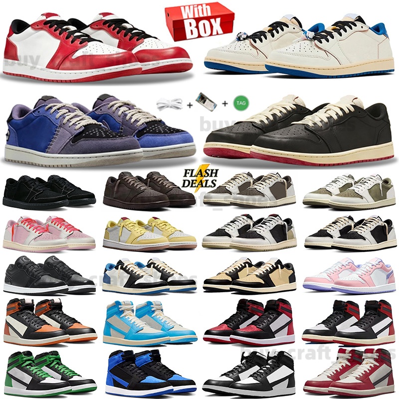 1s Low High With Box Designer Basketball Shoes Fragment Chicago OG Voodoo Alternate Black Velvet Brown Gym Red Bred Purple Outdoor Casual Sports Trainers Sneakers