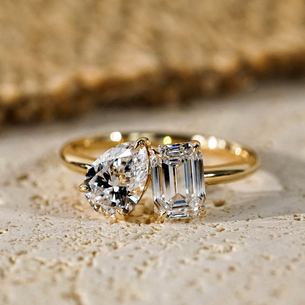 TB BHULAMTE Free Shipping New Designer Accessories Retention Vintage Water Drop Square Diamond Double Stone Exquisite Geometric High-end Index Finger 