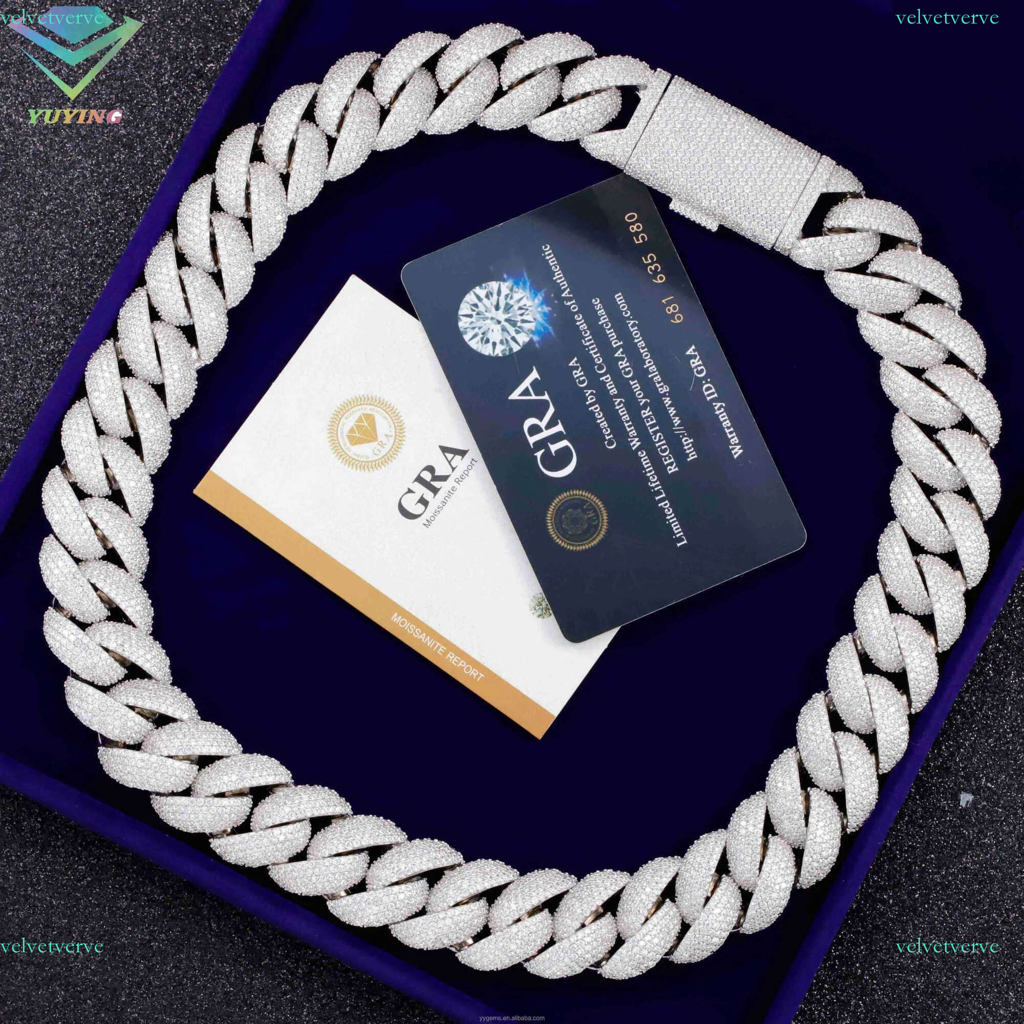 22mm Heavy Mossanite Jewelry For Men S Solid Sier Hip Hop Necklace VVS Moissanite Cuban k Chain