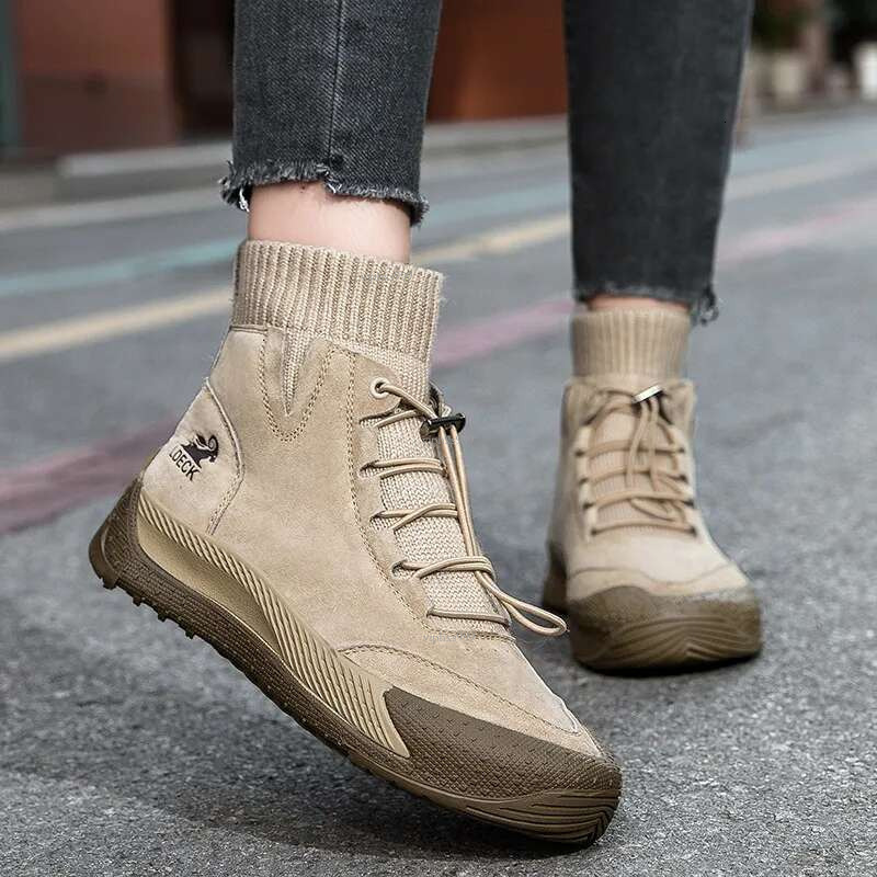 New Free Shipping Designer Shoes High Top Shoes 2025 Autumn And Winter Live Streaming Short With Leather Toe Layer Women's Martin Boots
