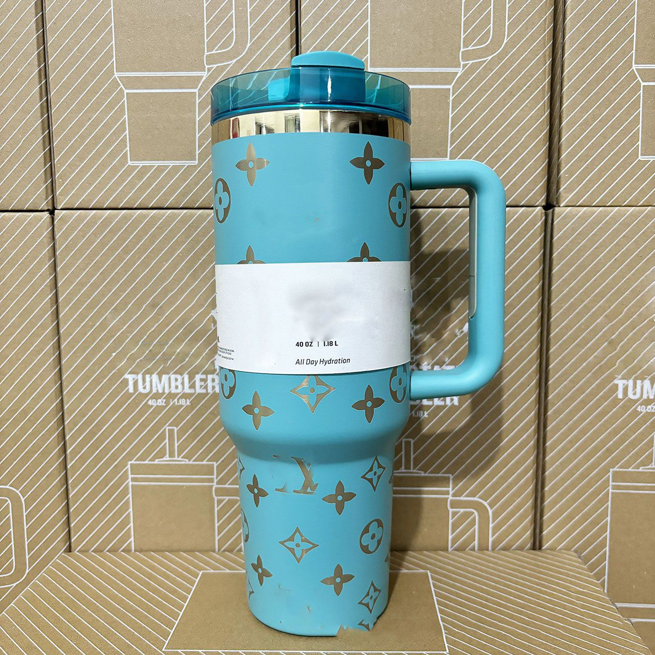 Fashion Hot Sale Water Bottle 40oz Stainless Steel Handle Lid and Straw Insulated Cup Christmas Birthday Gift With Logo