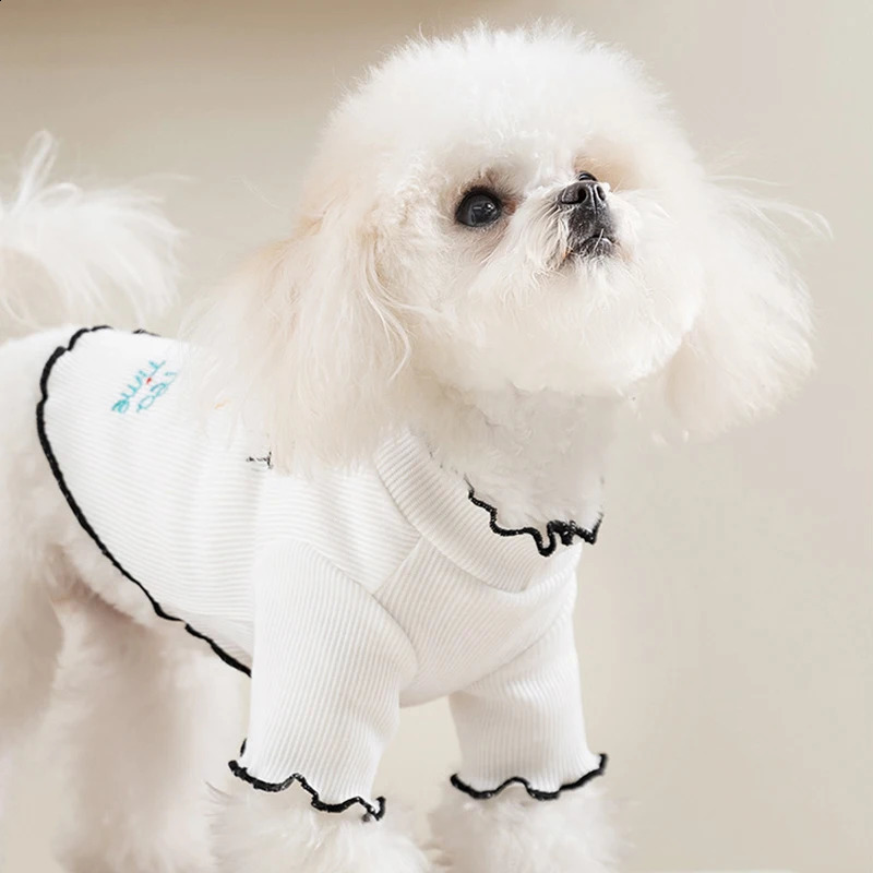 Summer Dog Clothes Fashion Print Dog Shirt Cute Lace Puppy Sweatshirts Cartoon Pattern Cat Pullovers Pet Shirts Chihuahua Vest 250407