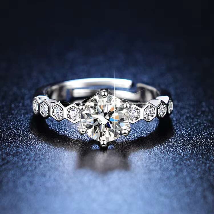 Classic Silver Opening Engagement Moissanite Zircon Ring 1 CT Diamond Wedding Band Rings for Women
