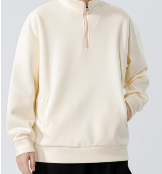 318 Men Long-sleeved Autumn and Winter Heavy Loose Solid Color Lapel Youth Casual