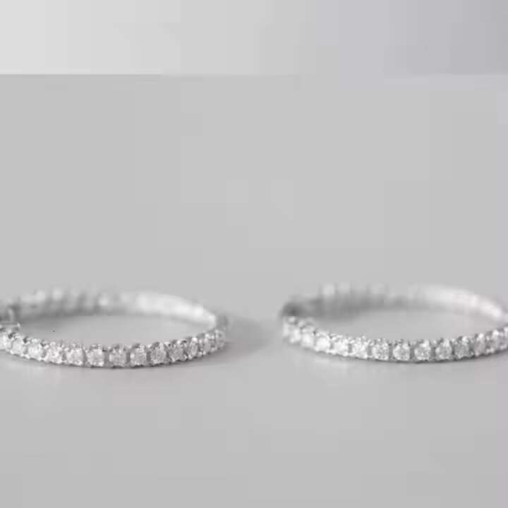 Best for Gift Gorgeous High-End 1.56ct Full Moissanite Hoop Earring Sterling Silver and Platinum Group Metal