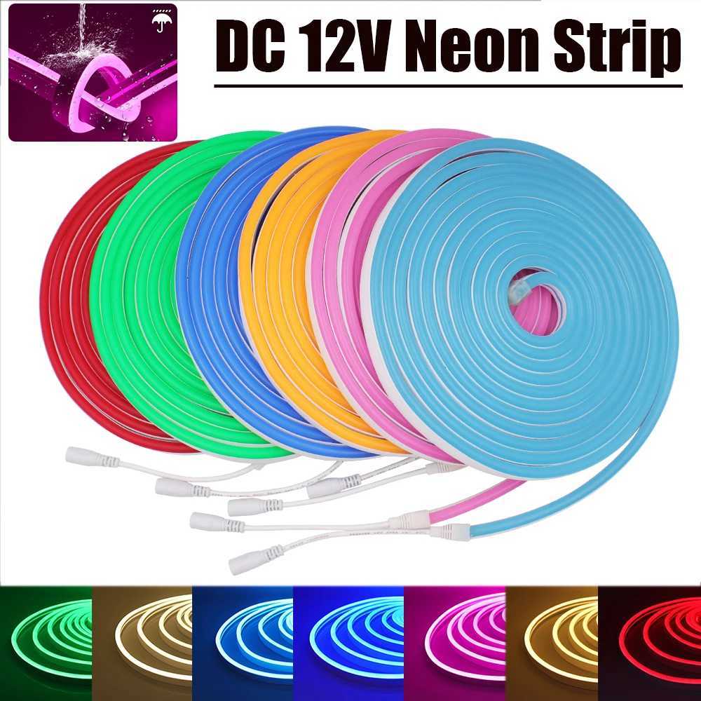 DC 12V Neon Strip 2835 120Leds/M Home Garden Decor White/Blue/Pink/Yellow/Green/Red Flexible Ribbion Rope LED Strip W251112