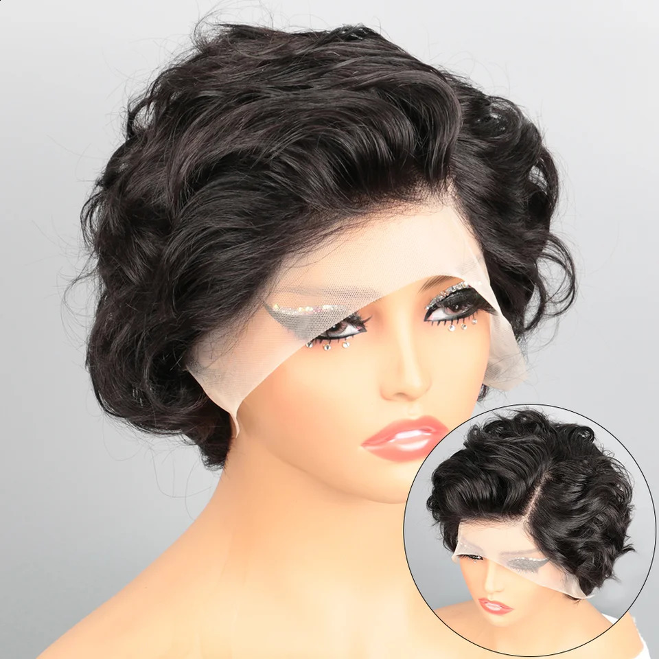 PixieCut Wig Human Hair 13X4 Rose Curly Short Human Hair Wigs Natural Color HD Lace Frontal Wig Curly Human Hair Wig for Woman 250410