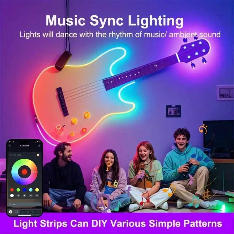 5V USB Smart Neon Rope Light 3/5M Waterproof Led Strip Lights With App Remote Music Sync for Bedroom Gaming Room Decoration W251112