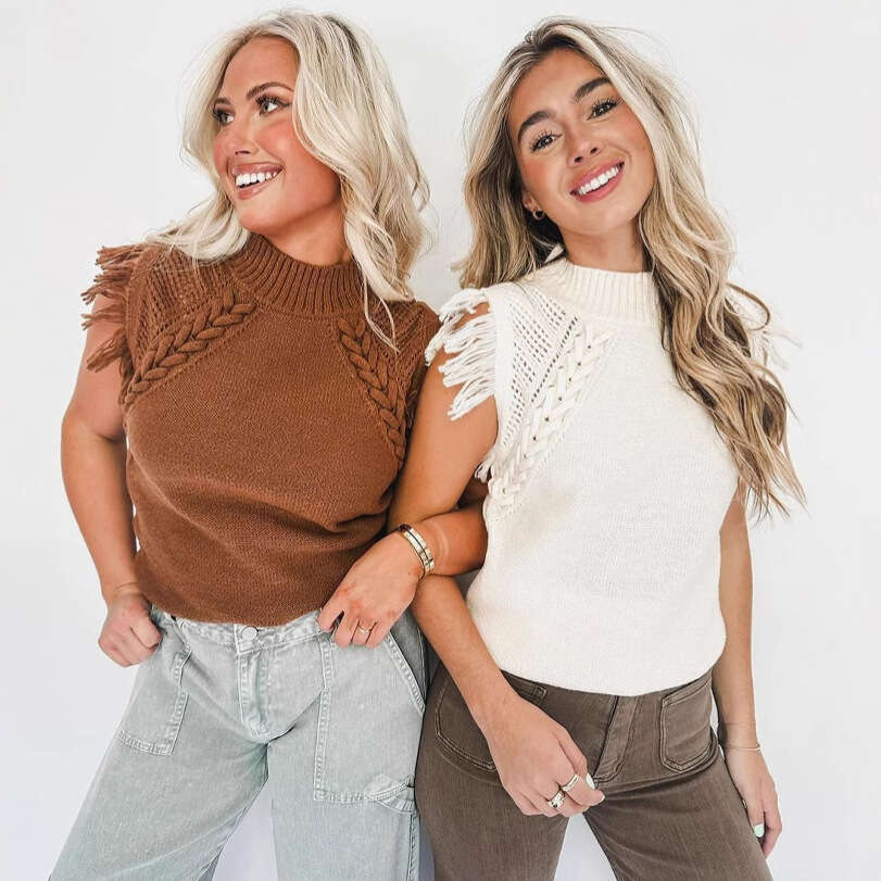 Women's clothing 2025 new TK women's woolen top casual weave sleeveless sweater vest