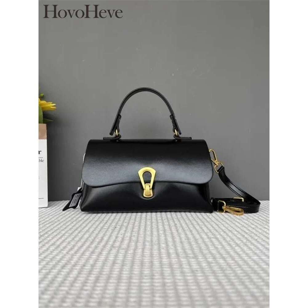 New Cowskin Genuine Leather Handbag Tote Women Single Shoulder Bag Hasp Fashion Designer Elegant Office Ladies Crossbody Bags