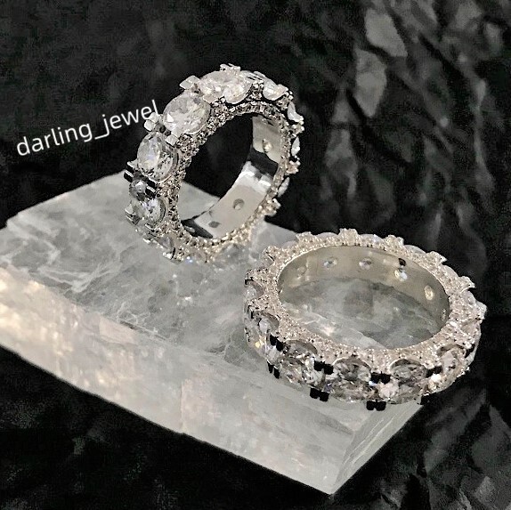 VAF High End 3A Zirconia Pave Ring Iced Out Moissanite Eternity Engagement Cubic Zirconium Ring for Men Women