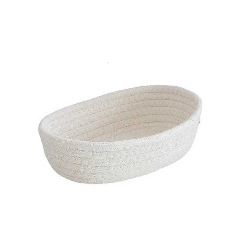 Desktop Storage Basket Toys Off Stationery Storage Box Hand Woven Cotton Thread Storage Basket Boat Shaped Basket Y251112