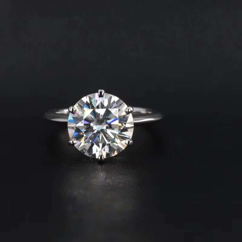 Starsgem Moissanite Ring 14k White Gold Purity Ring with 3.5ct DEF VVS Round Brilliant Cut Moissanite Solitaire Ring