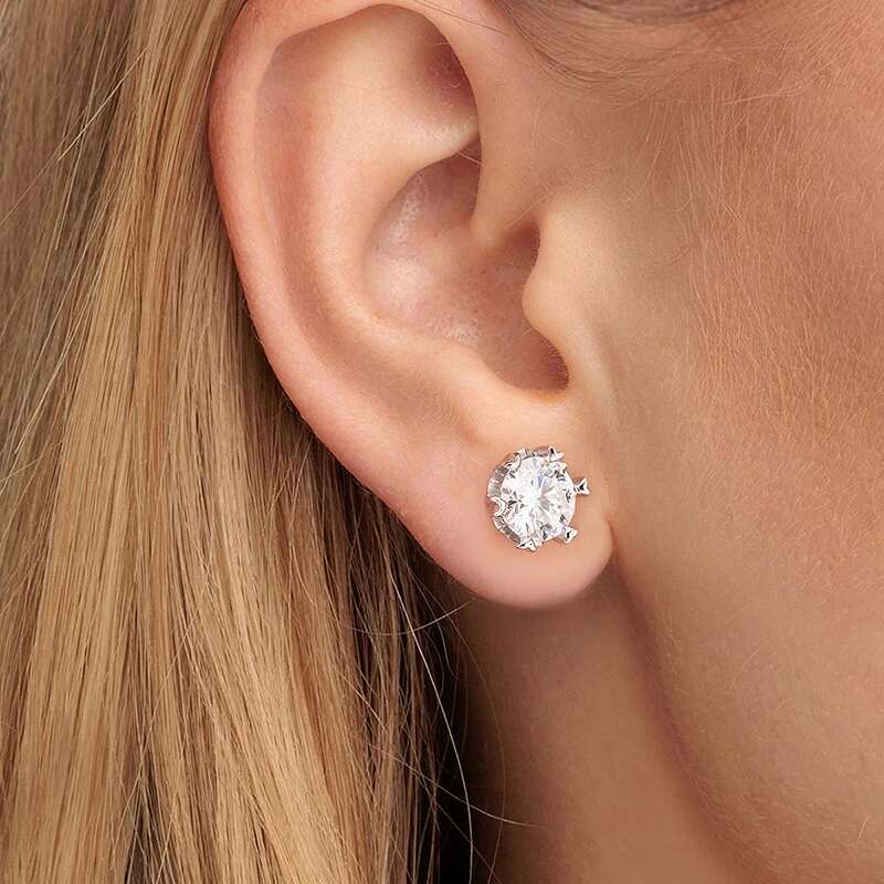 GRA 0.5-1CT Brilliant Snowflake Real Moissanite Diamond Stud Earrings For Women Real 925 Sterling Silver Wedding Fine Jewelry