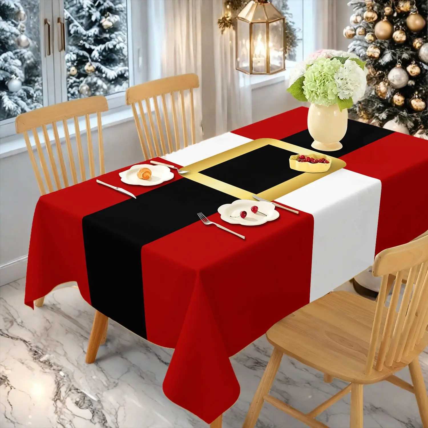 Christmas 2026 Christmas Table Cloths Red Christmas Tree Printed Waterproof Oilproof for Home Ornament Xmas New Year Christmas Decoration Y251113
