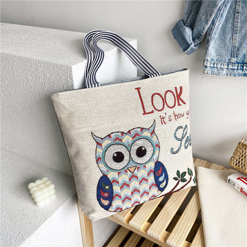 2025 Spring Fashion Illustration Tote Art Shoulder Underarm Single sided Embroidered Bag for Women