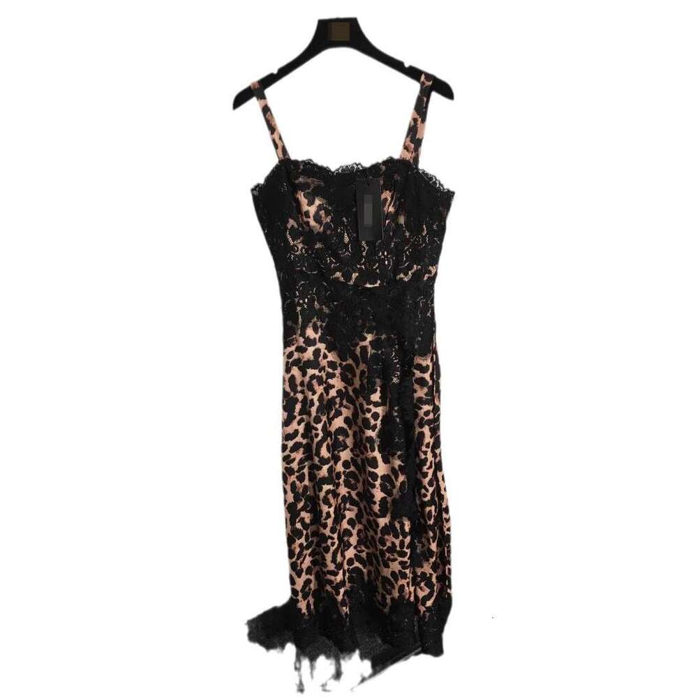 2025 Summer Shenzhen Nanyou Hot selling New Sexy Leopard Print Lace Splicing Strap Dress